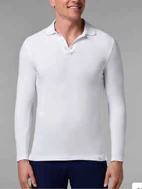 Coolibar White Men's Coppitt Long Sleeve Weekend Polo Shirt Sz L